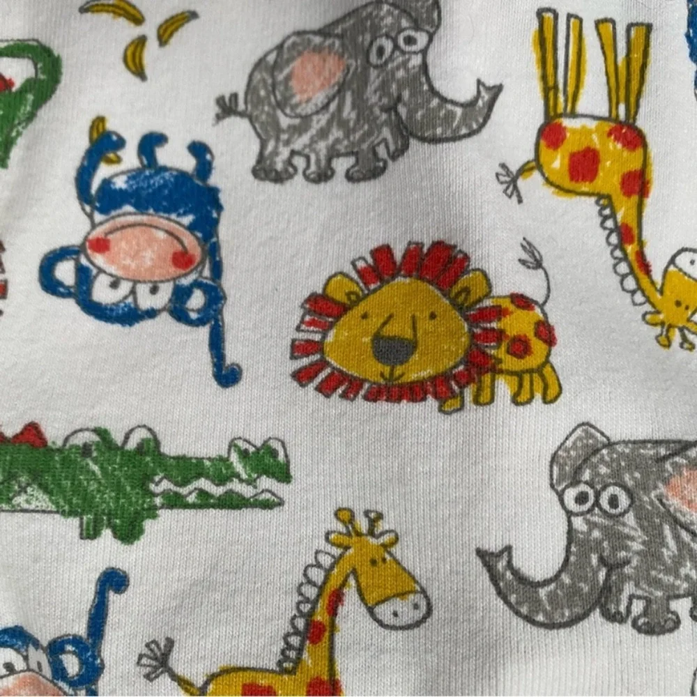 Hanna Andersson Jams Sleeper Blue Striped and Animal Print Pajamas Lot of 2